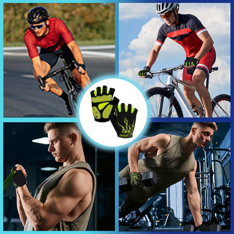 MOREOK Cycling Gloves Bike Gloves for Men/Women-[5MM Gel Pad] Half Finger Bicycle Biking Gloves for Cycling/Weight Lifting/Gym/Motorcycle/Rowing/Outdoor Sports-050-GREEN-M - Image 5